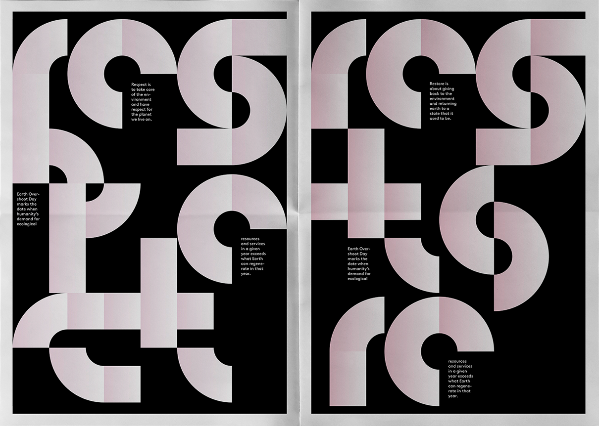 Spread of the Earth Overshoot Day poster series.