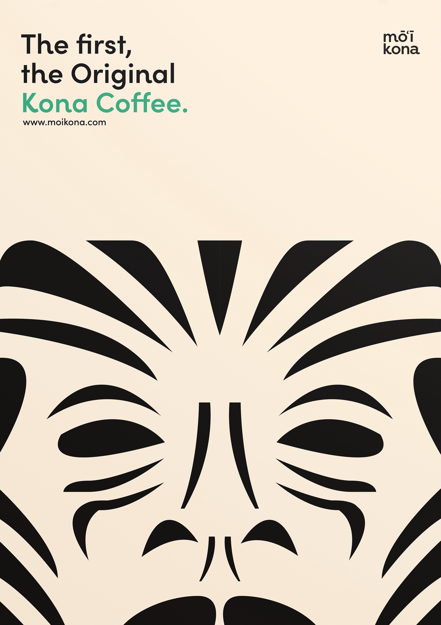 Kona Coffee poster with a tiki-inspired graphic.