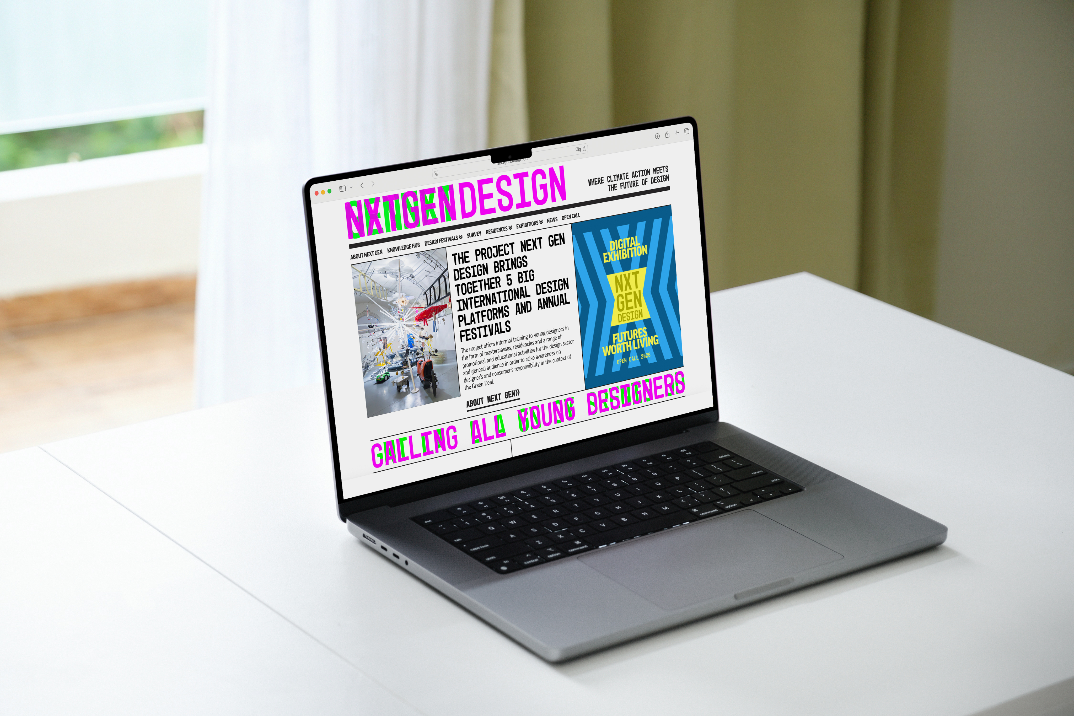 Next Gen Design website shown on a laptop.