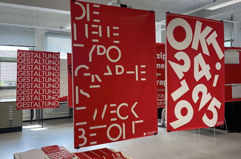 Installation view of The Principles of New Typography posters.