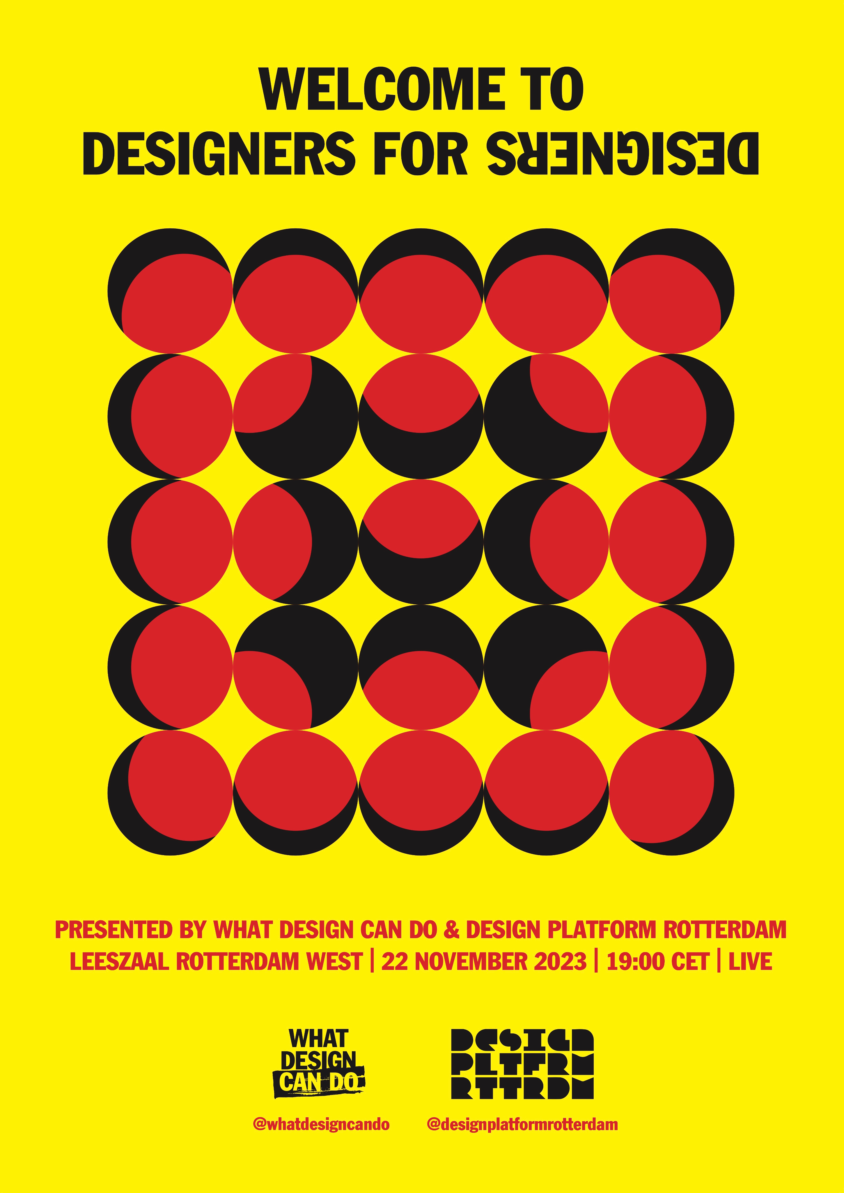 Poster for Designers For Designers, 22 November 2023.