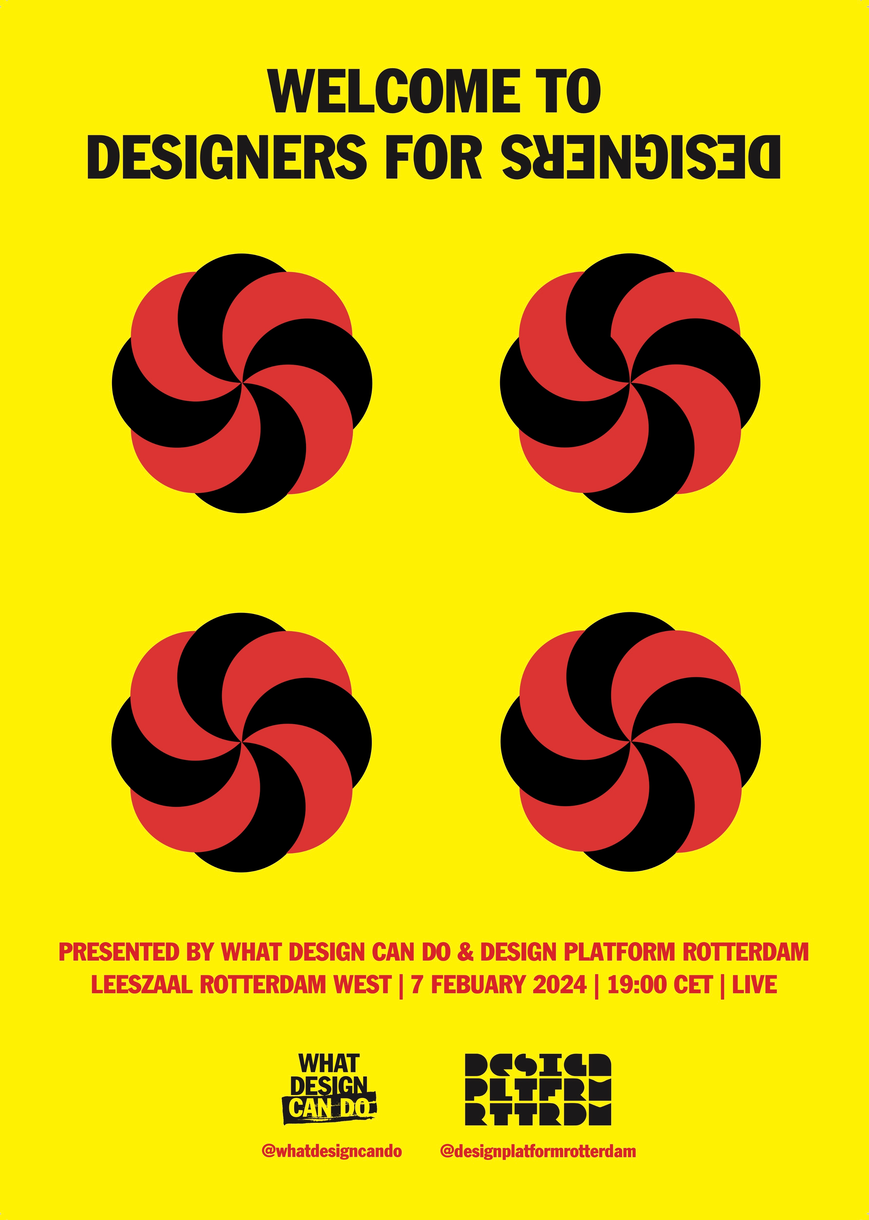 Poster for Designers For Designers, 7 February 2024.
